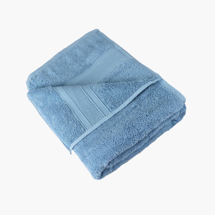 TRIDENT Soft and Plush Blue Solid Cotton Bath Towel - 137x76cm