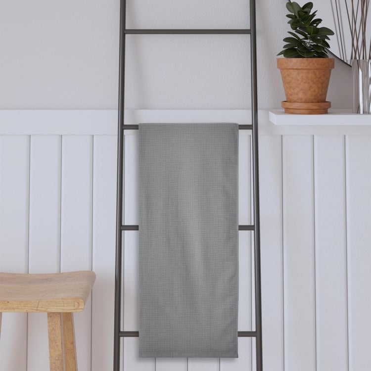 PORTICO Refresho Grey Textured Cotton Bath Towel - 75x150cm