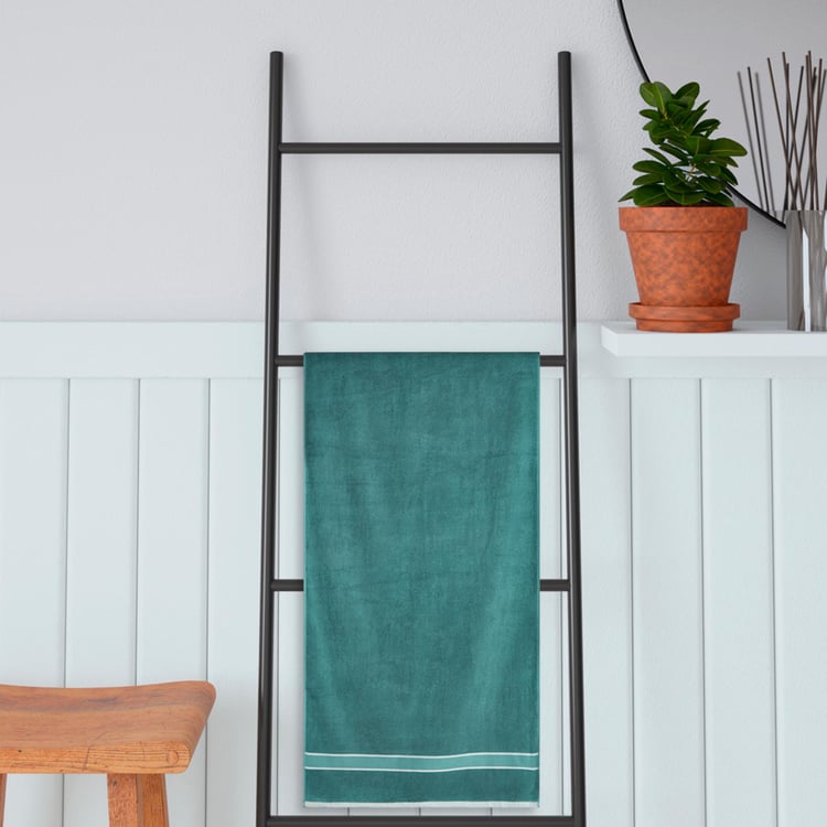 PORTICO Luxuria Teal Striped Cotton Bath Towel - 75x150cm