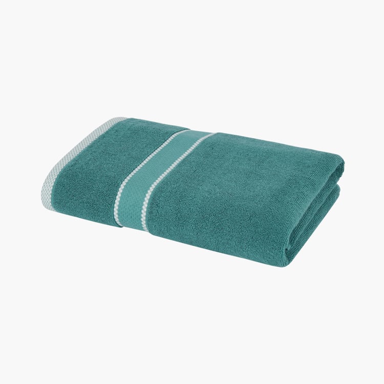 PORTICO Luxuria Teal Striped Cotton Bath Towel - 75x150cm