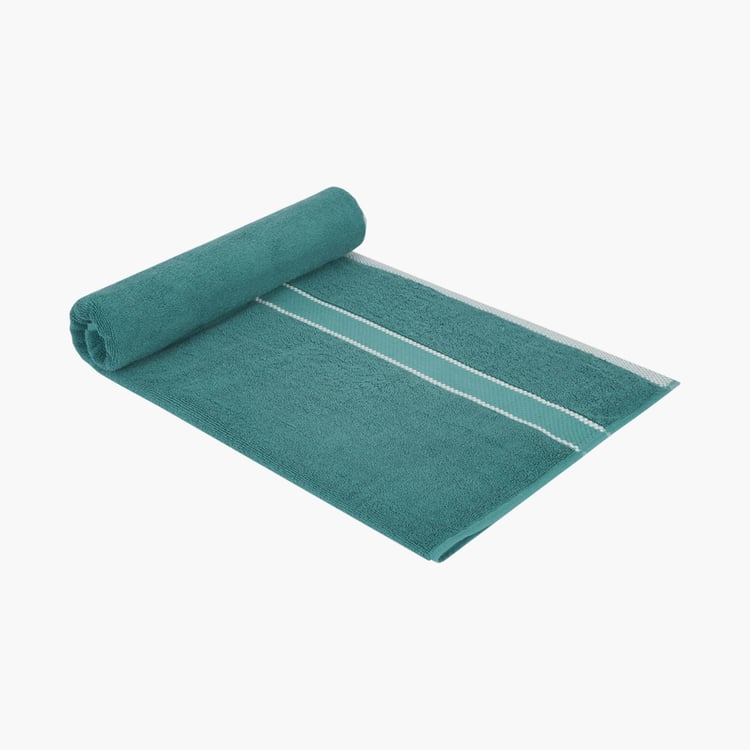 PORTICO Luxuria Teal Striped Cotton Bath Towel - 75x150cm