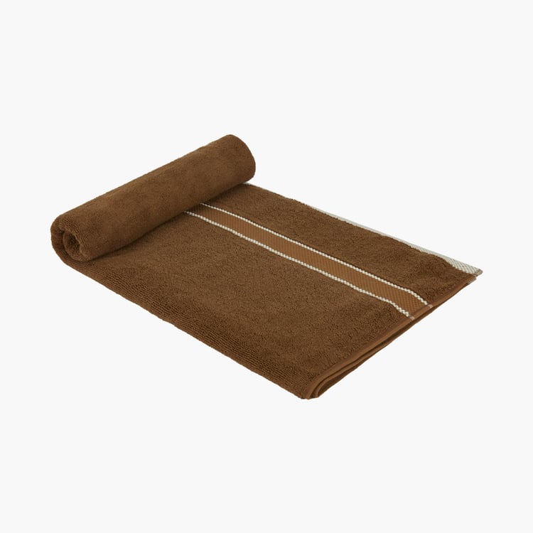 PORTICO Luxuria Brown Striped Cotton Bath Towel - 75x150cm