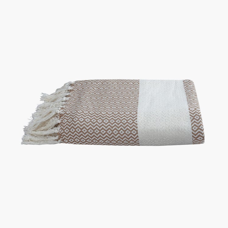 PORTICO Turkish Hamam Brown Geometric Cotton Bath Towel - 75x150cm