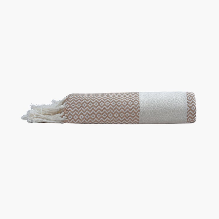 PORTICO Turkish Hamam Brown Geometric Cotton Bath Towel - 75x150cm