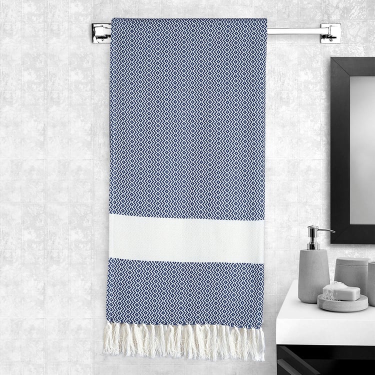 PORTICO Turkish Hamam Blue Textured Cotton Bath Towel -  75x150cm
