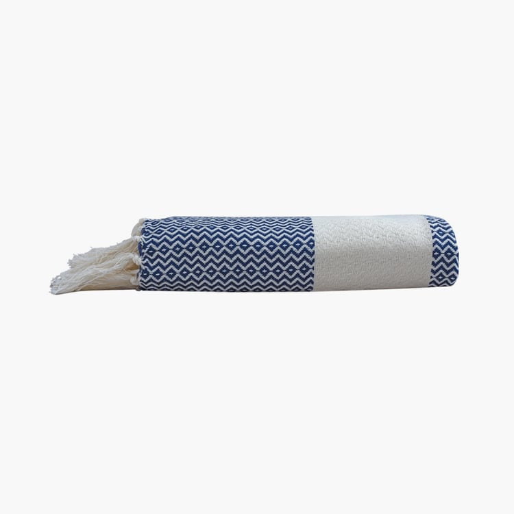 PORTICO Turkish Hamam Blue Textured Cotton Bath Towel -  75x150cm