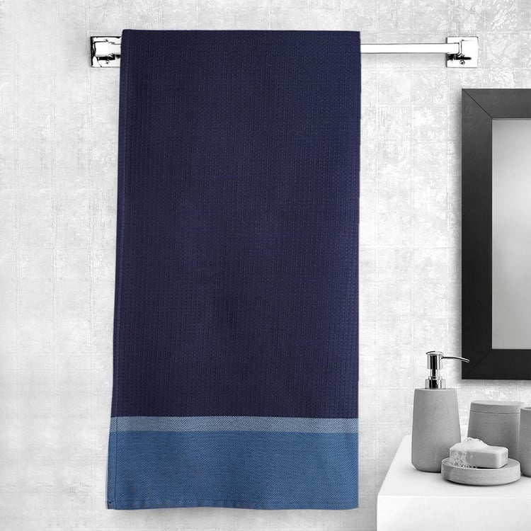 PORTICO Pestemal Blue Textured Cotton Bath Towel - 75x150cm