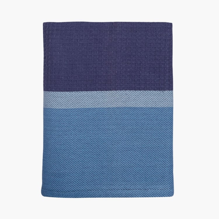 PORTICO Pestemal Blue Textured Cotton Bath Towel - 75x150cm