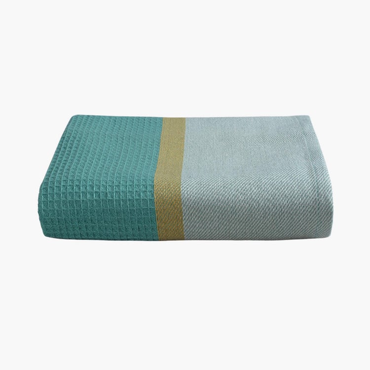 PORTICO Huck-A-Back Multicolour Colourblocked Printed Cotton Bath Towel - 75x150cm