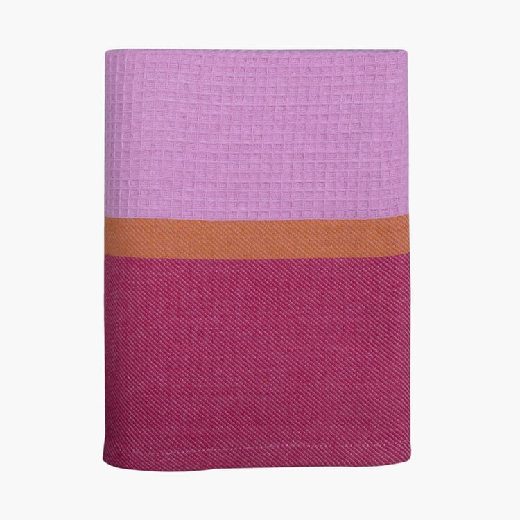 PORTICO Huck-A-Back Multicolour Colourblocked Printed Cotton Bath Towel - 75x150cm