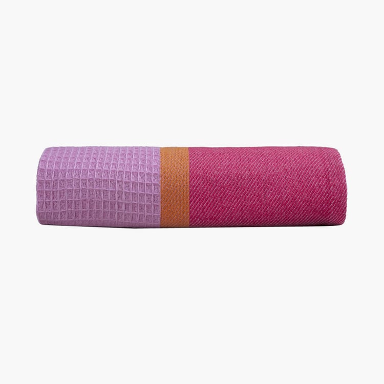 PORTICO Huck-A-Back Multicolour Colourblocked Printed Cotton Bath Towel - 75x150cm