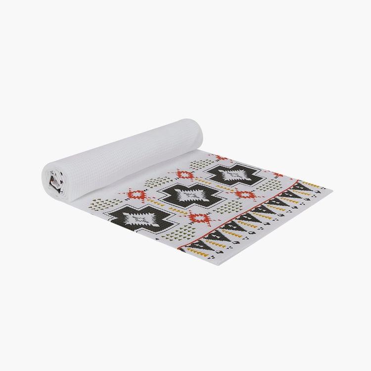 PORTICO Turkish Hammam White Printed Cotton Bath Towel - 75x150cm