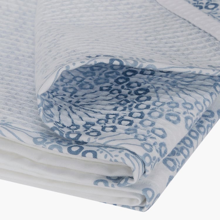 PORTICO Turkish Hammam White Printed Cotton Bath Towel - 75x150cm