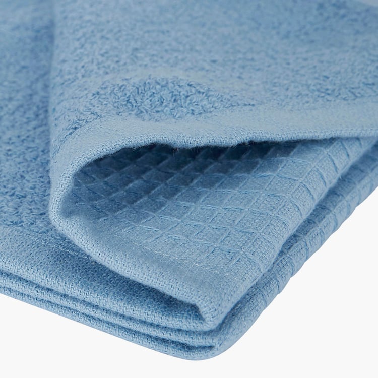 PORTICO Refresho Blue Textured Cotton Hand Towel - 40x60cm - Set Of 2