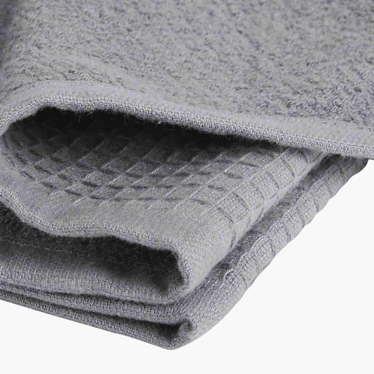 PORTICO Refresho Grey Textured Cotton Hand Towel - 40x60cm - Set Of 2