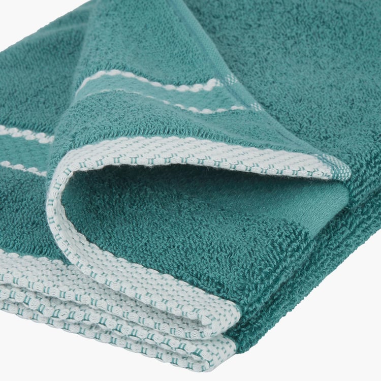 PORTICO Luxuria Green Textured Cotton Hand Towel - 40x60 cm - Set of 2