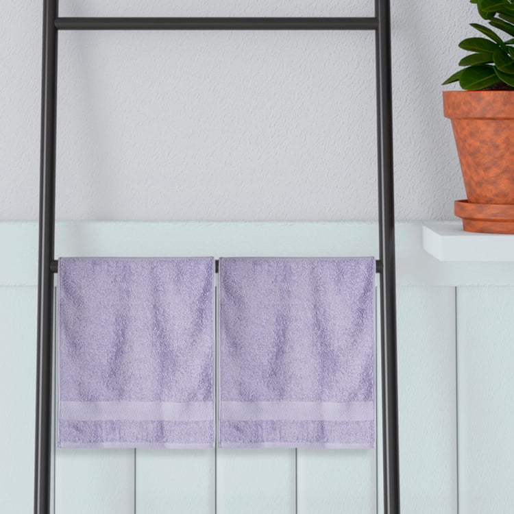 PORTICO Eva Purple Textured Cotton Hand Towel - 40x60cm - Set of 2