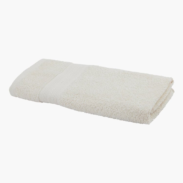 PORTICO Eva White Textured Cotton Hand Towel - 40x60cm - Set Of 2