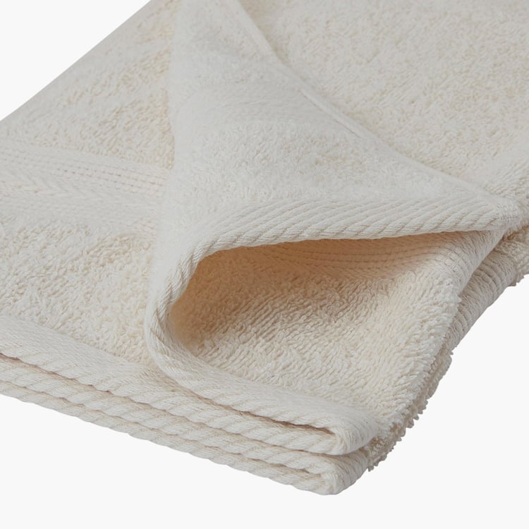 PORTICO Eva White Textured Cotton Hand Towel - 40x60cm - Set Of 2