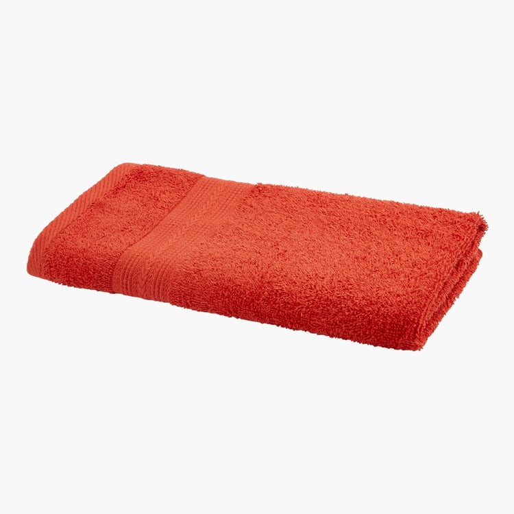 PORTICO Eva Red Textured Cotton Hand Towel - 40x60cm - Set Of 2