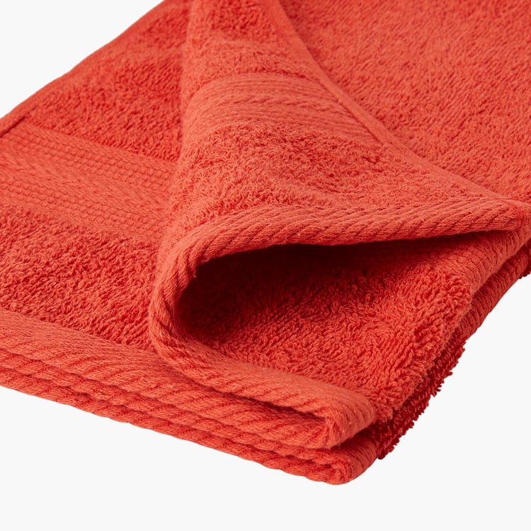 PORTICO Eva Red Textured Cotton Hand Towel - 40x60cm - Set Of 2