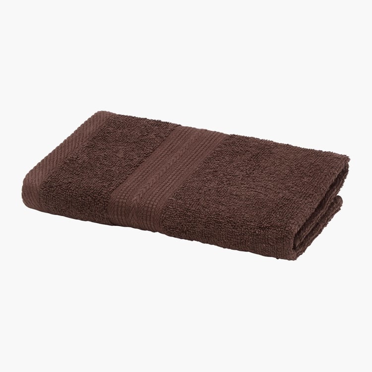 PORTICO Eva Brown Textured Cotton Hand Towel - 40x60cm - Set Of 2