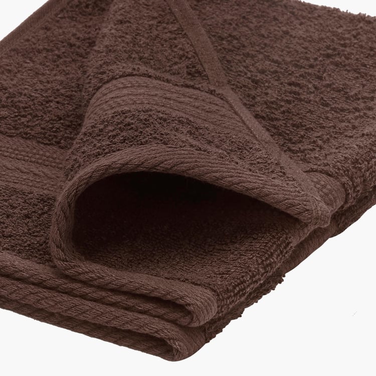 PORTICO Eva Brown Textured Cotton Hand Towel - 40x60cm - Set Of 2