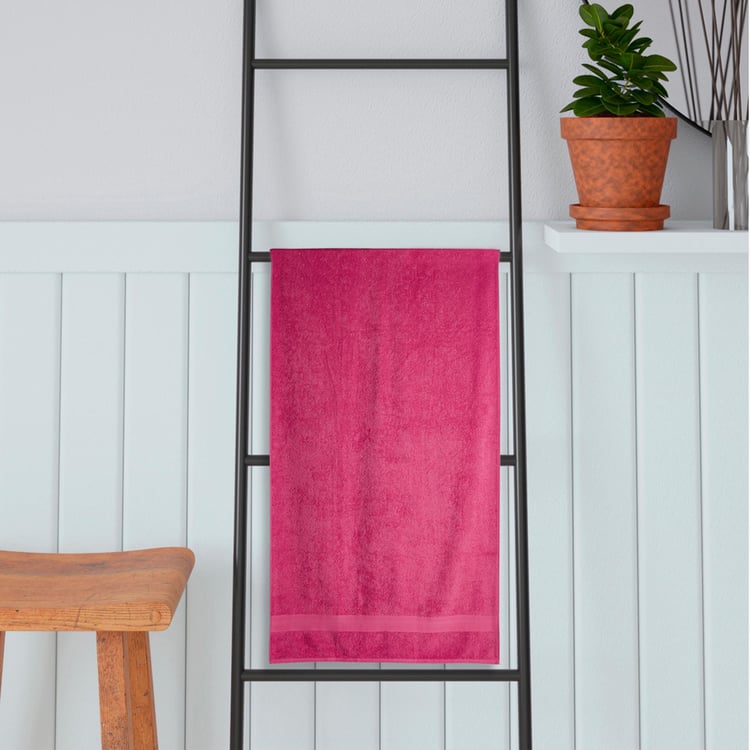 PORTICO Eva Pink Textured Cotton Bath Towel - 60x120cm