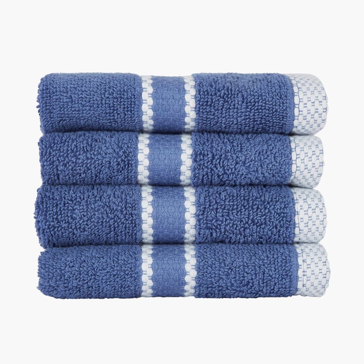 Buy PORTICO Luxuria Blue Striped Cotton Face Towel 30x30cm Set of 4