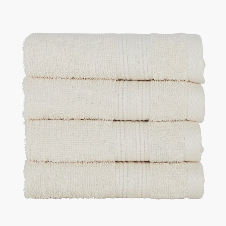 PORTICO Eva White Textured Cotton Face Towel - 30x30 cm - Set of 4