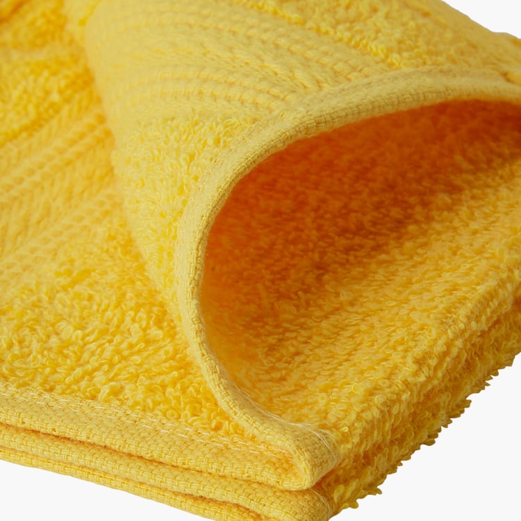 PORTICO Eva Yellow Textured Cotton Face Towel - 30x30 cm - Set of 4