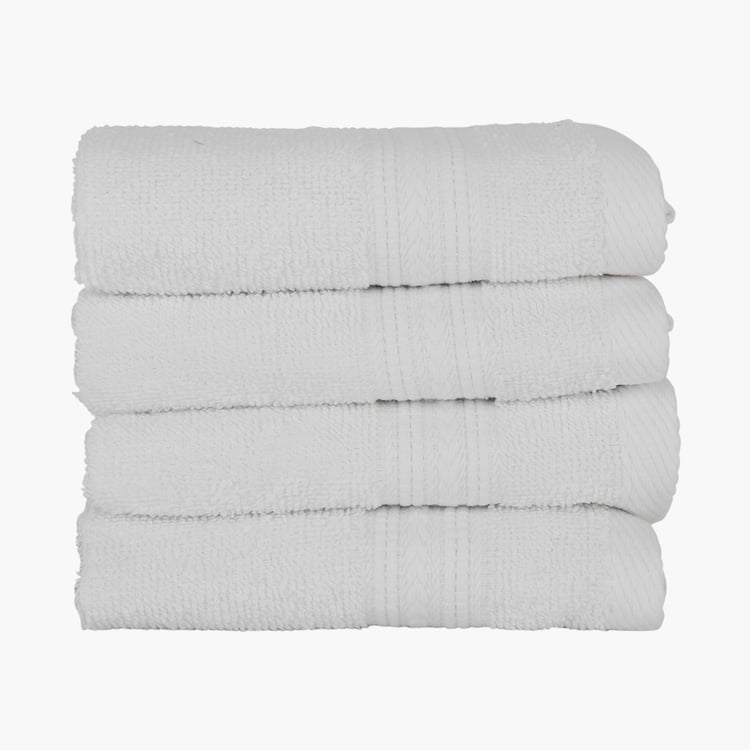 PORTICO Eva White Textured Cotton Face Towel - 30x30 cm - Set of 4