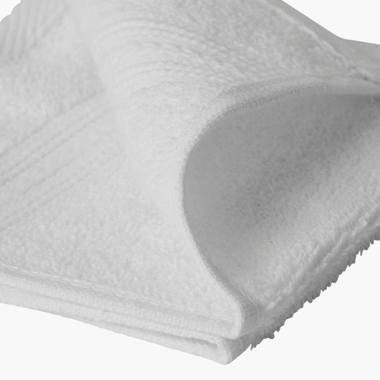 PORTICO Eva White Textured Cotton Face Towel - 30x30 cm - Set of 4