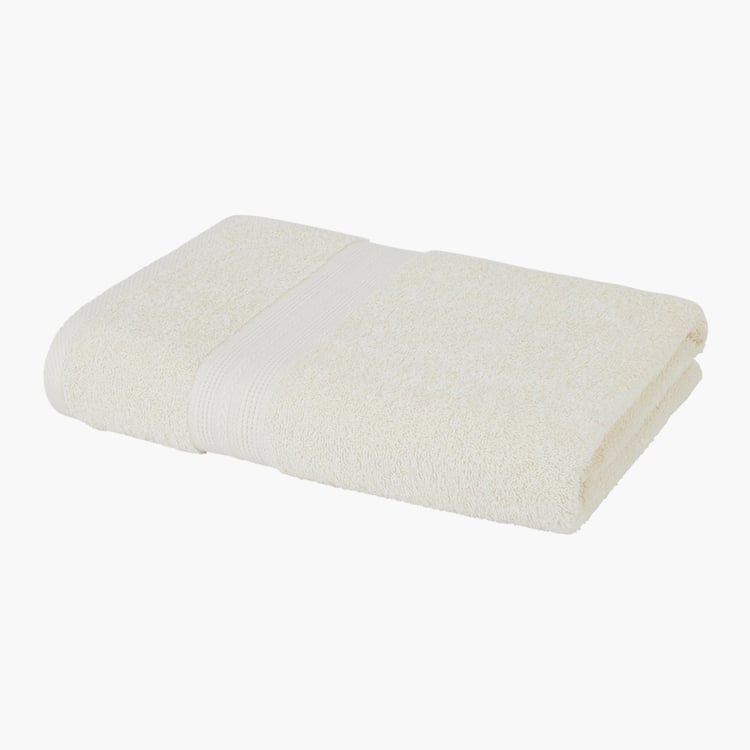 PORTICO Eva White Solid Cotton Bath Towel - 75x150cm
