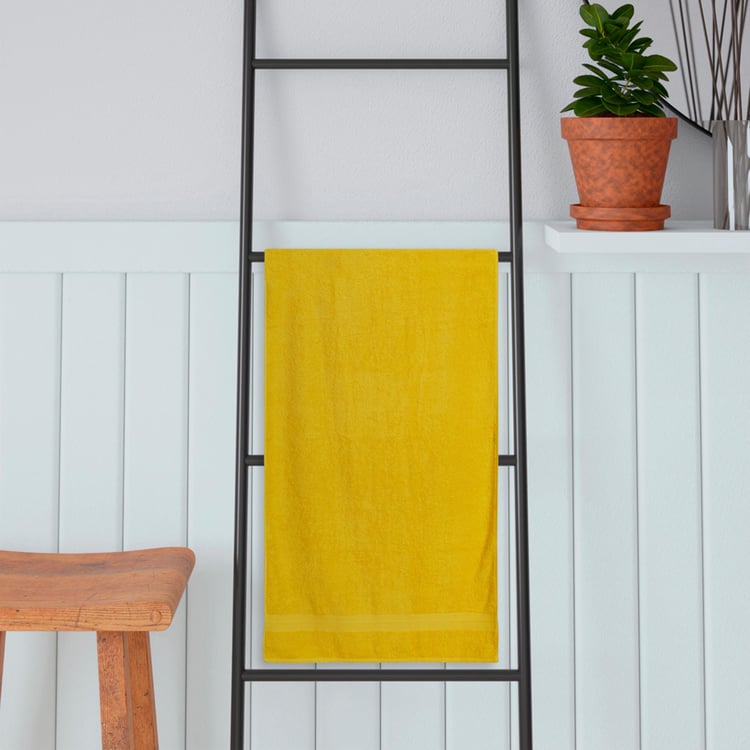 PORTICO Eva Yellow Solid Cotton Bath Towel - 75x150cm