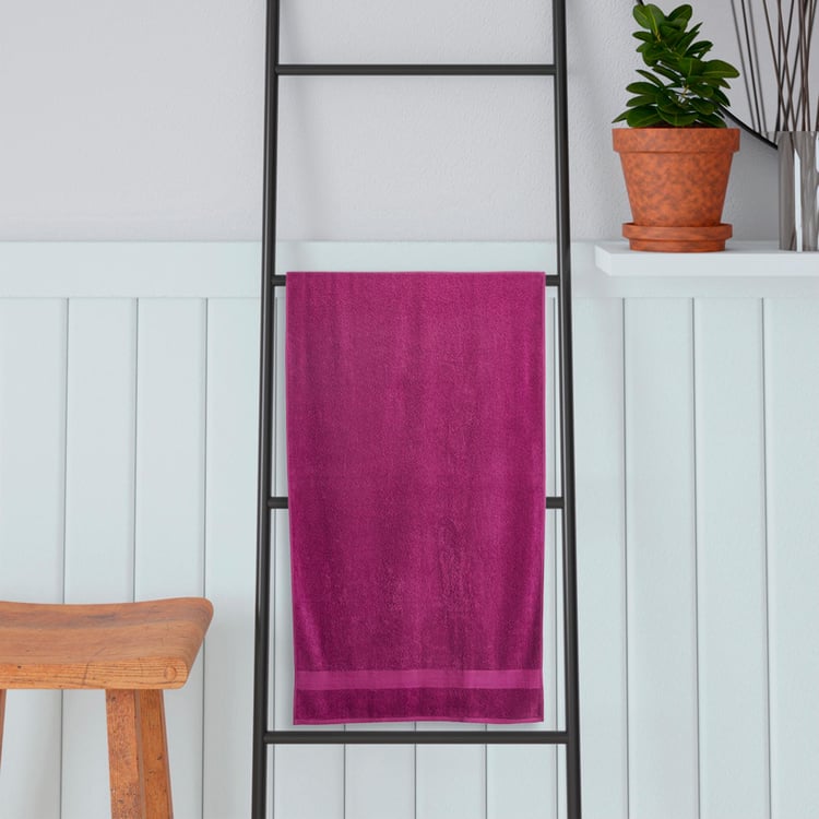 PORTICO Eva Purple Solid Cotton Bath Towel - 75x150cm