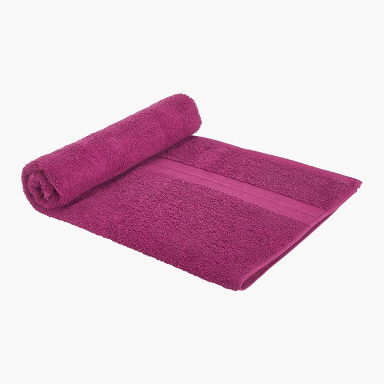 PORTICO Eva Purple Solid Cotton Bath Towel - 75x150cm