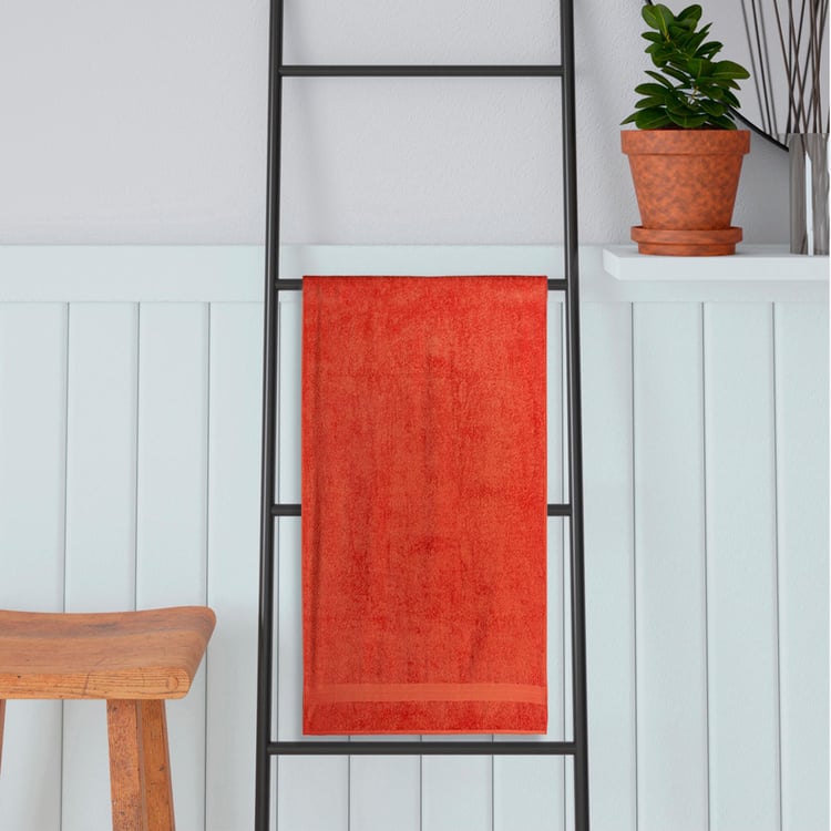 PORTICO Eva Orange Solid Cotton Bath Towel - 75x150cm