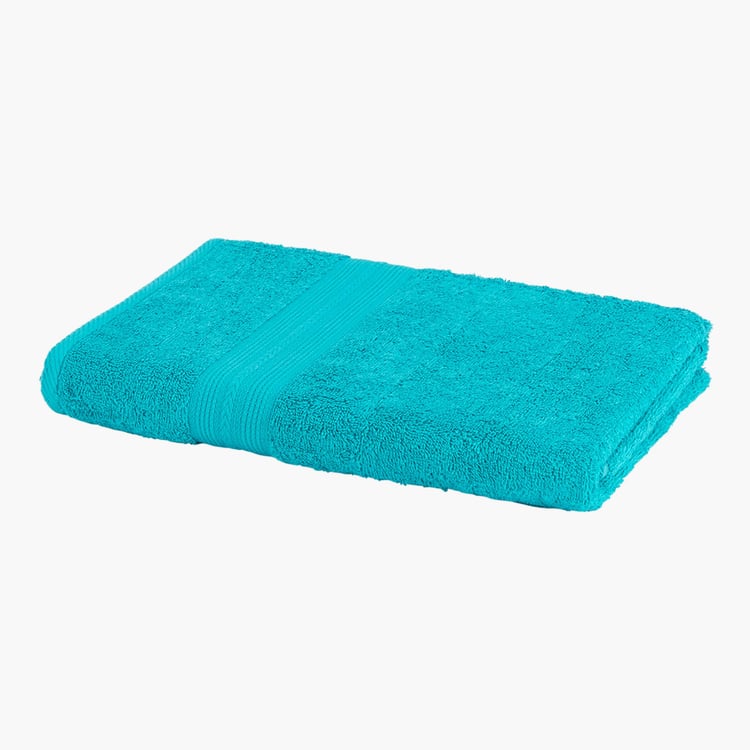 PORTICO Eva Blue Solid Cotton Bath Towel - 75x150cm