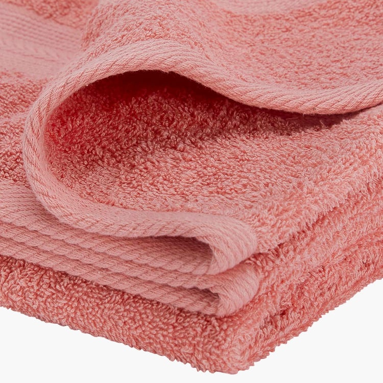 PORTICO Eva Pink Textured Cotton Towel Set - 4Pcs