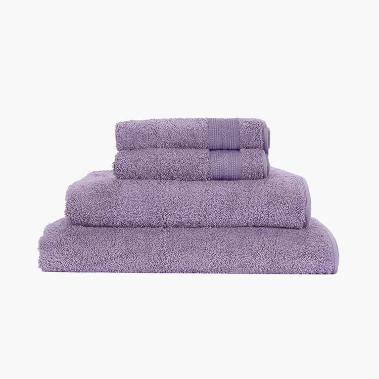 PORTICO Eva Purple Textured Cotton Towel Set - Set of 4