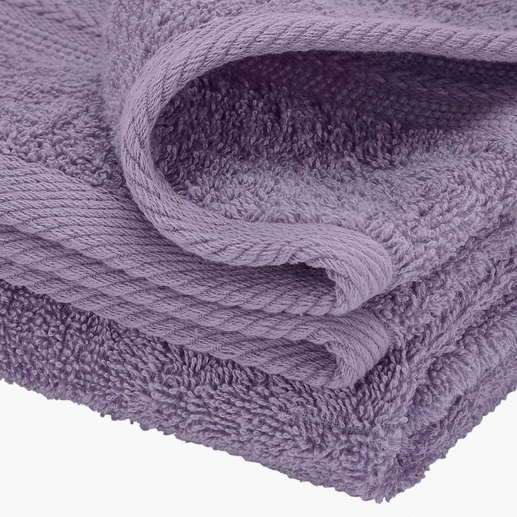 PORTICO Eva Purple Textured Cotton Towel Set - Set of 4