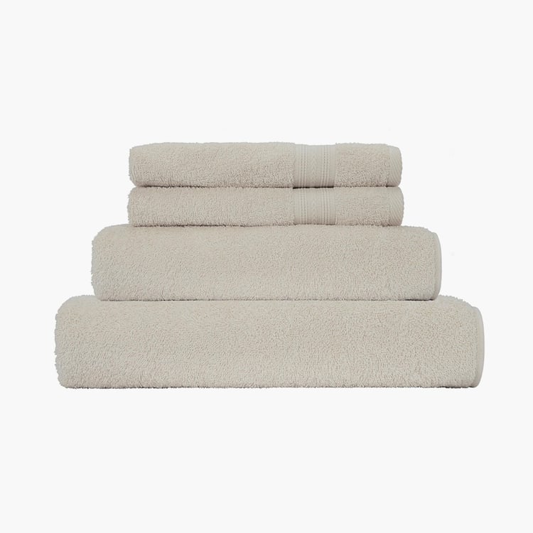 PORTICO Eva White Textured Cotton Towel Set - Set of 4