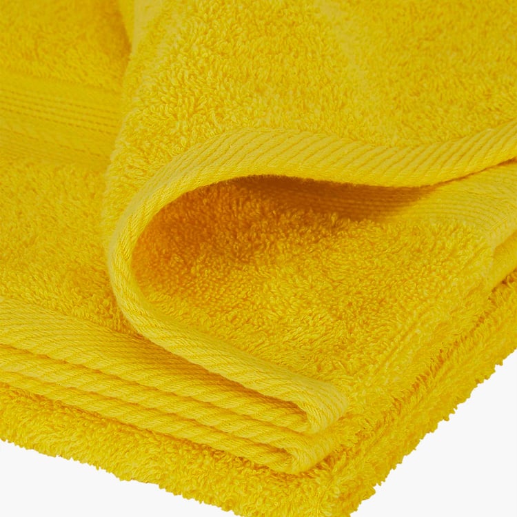 PORTICO Eva Yellow Textured Cotton Towel Set - Set of 4