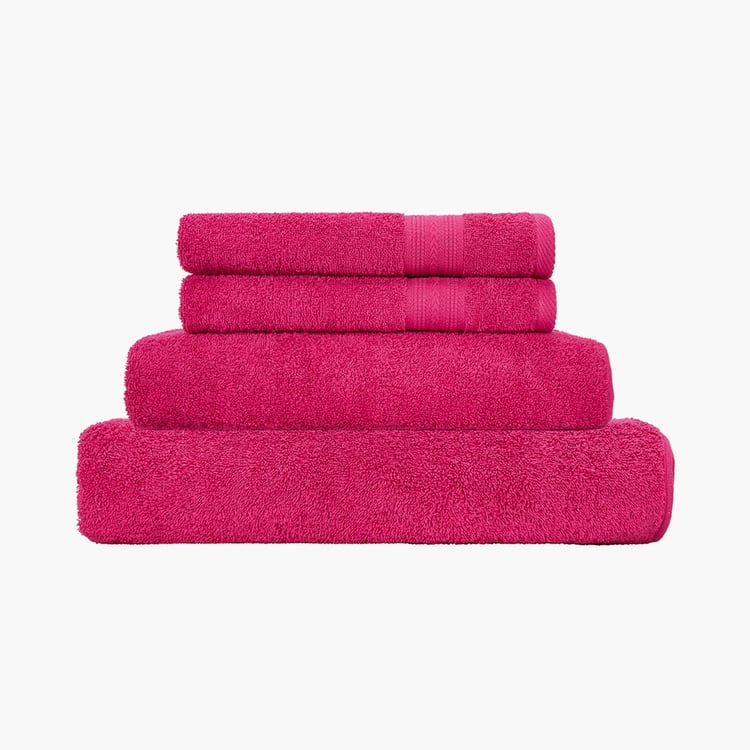 PORTICO Eva Pink Textured Cotton Towel Set - Set of 4