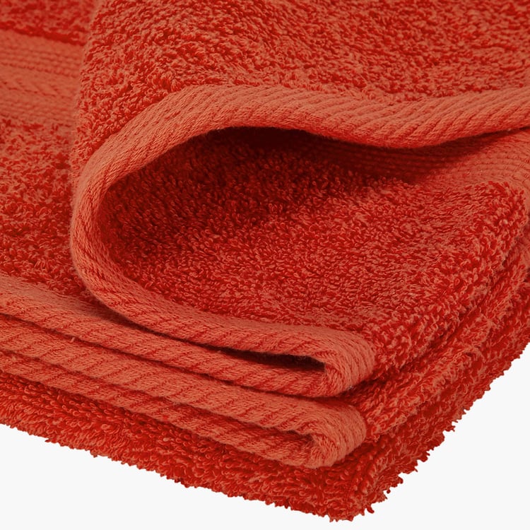 PORTICO Eva Orange Cotton Textured Towel Set - Set of 4