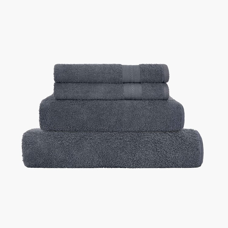 PORTICO Eva Grey Textured Cotton Towel Set - Set of 4