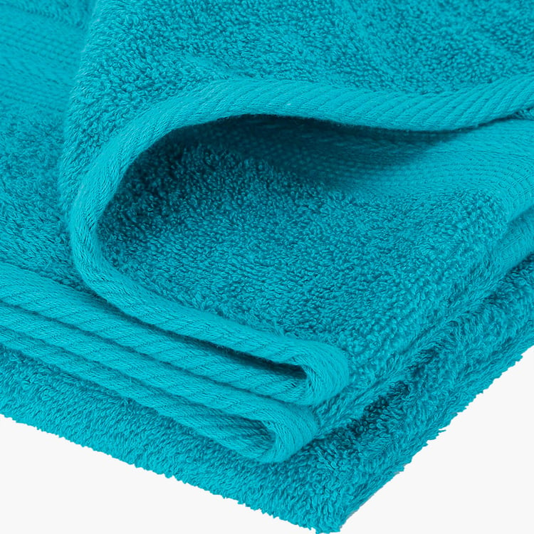 PORTICO Eva Blue Textured Cotton Towel Set - Set of 4