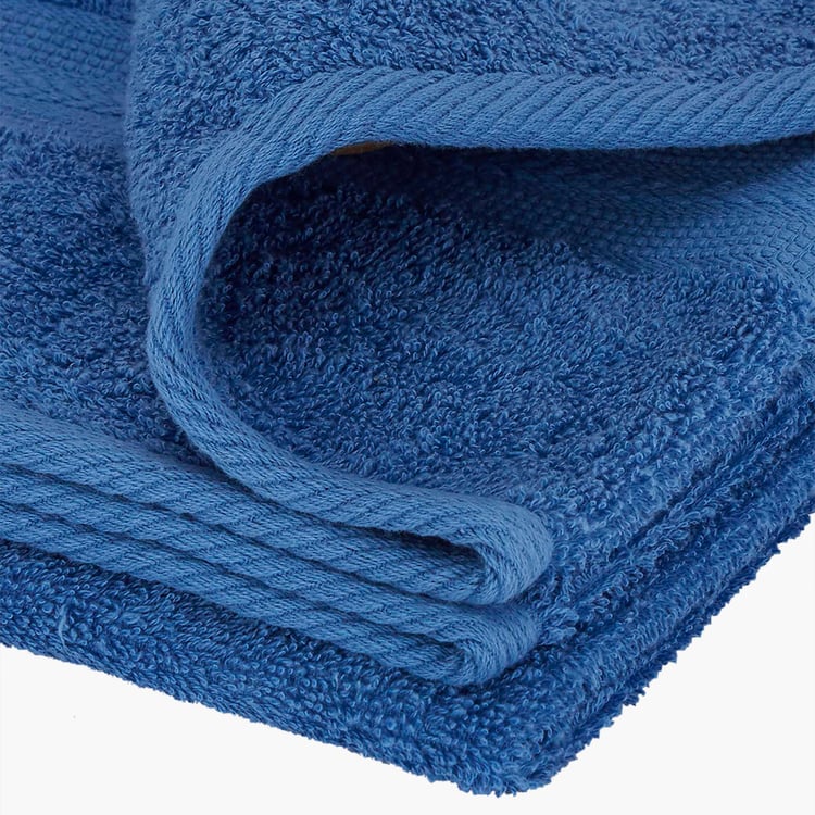 PORTICO Eva Blue Textured Cotton Towel Set - Set of 4