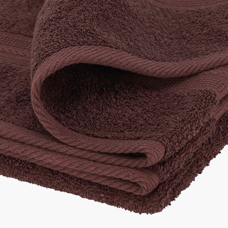 PORTICO Eva Brown Cotton Textured Towel Set -Set of 4